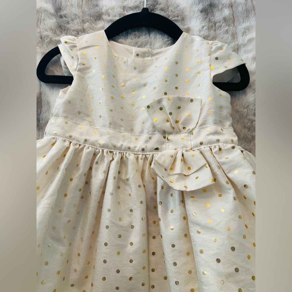 Carter's Elegant Cream Dress with Gold Dots